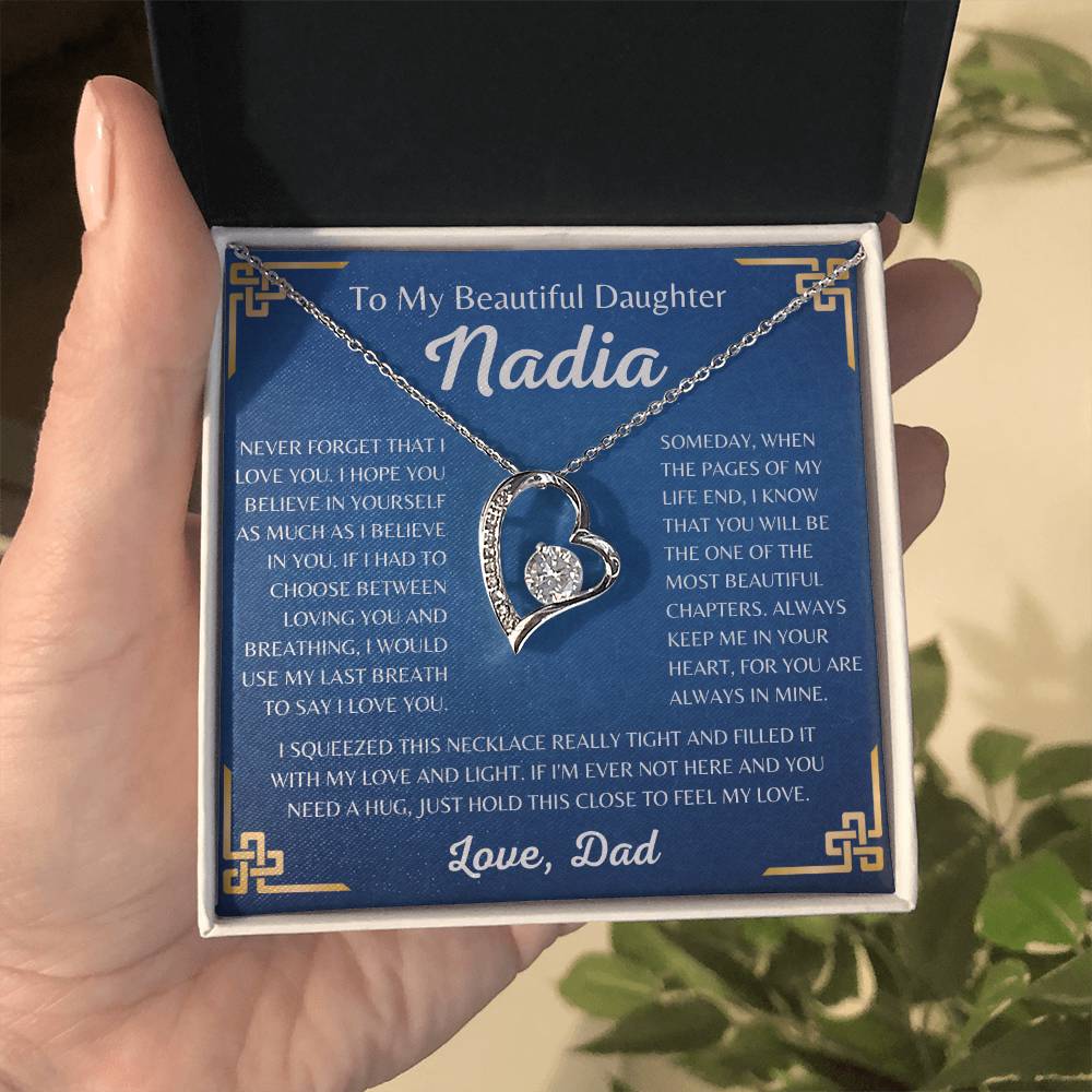 To My Beautiful Daughter Nadia Forever Love Necklace | Never Forget That I Love You