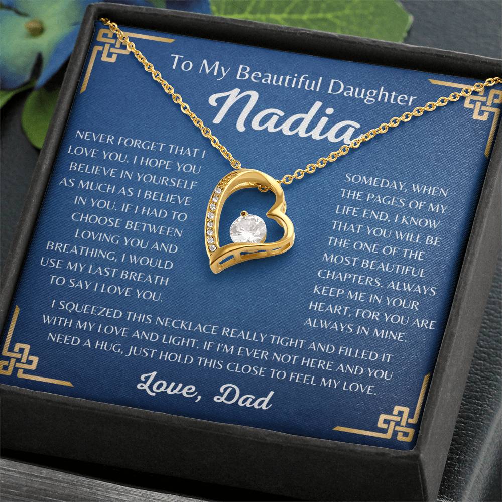 To My Beautiful Daughter Nadia Forever Love Necklace | Never Forget That I Love You