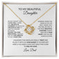 To My Beautiful Daughter Love Knot Necklace