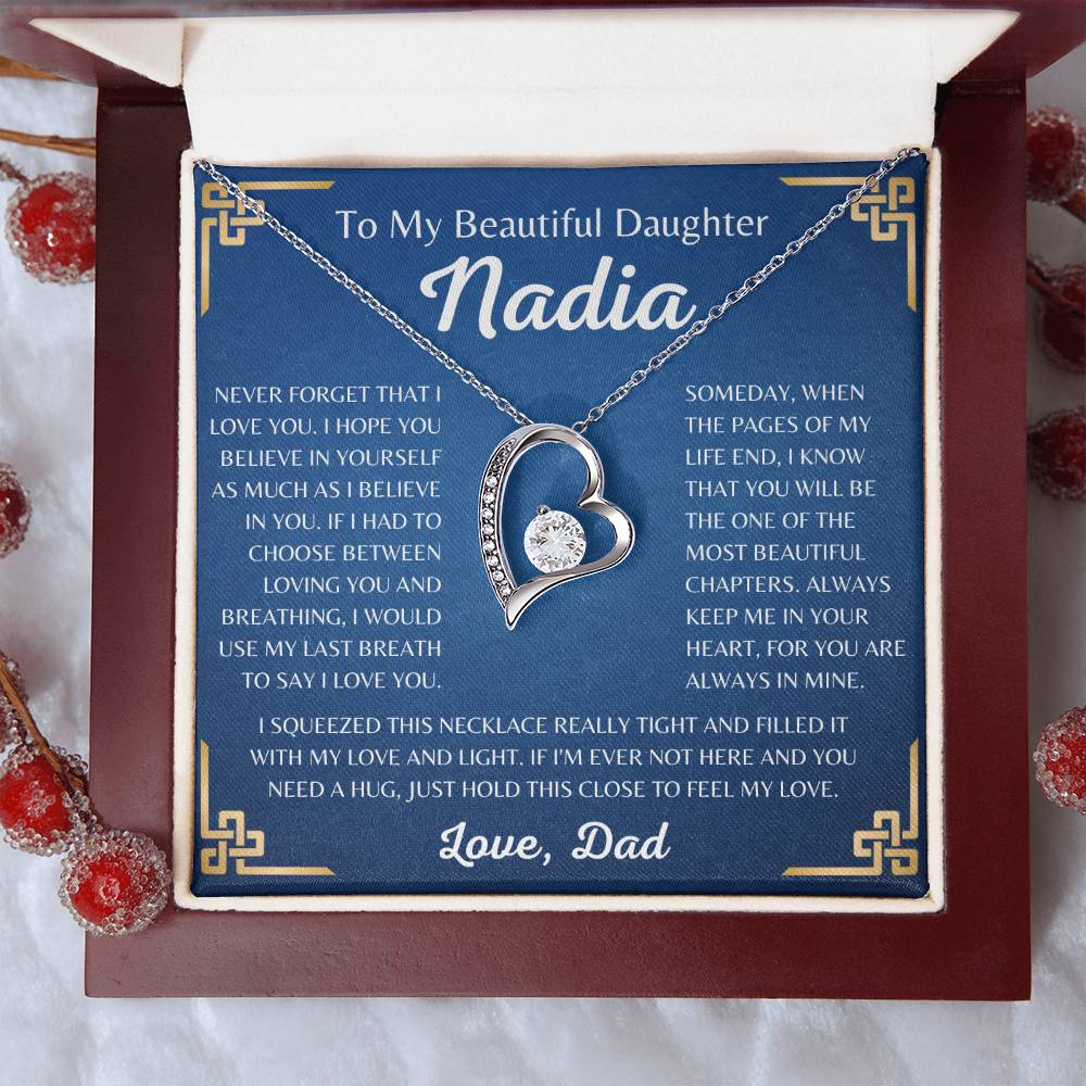 To My Beautiful Daughter Nadia Forever Love Necklace | Never Forget That I Love You