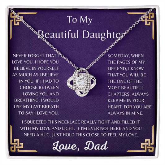 To My Beautiful Daughter Love Knot Necklace Gift From Dad