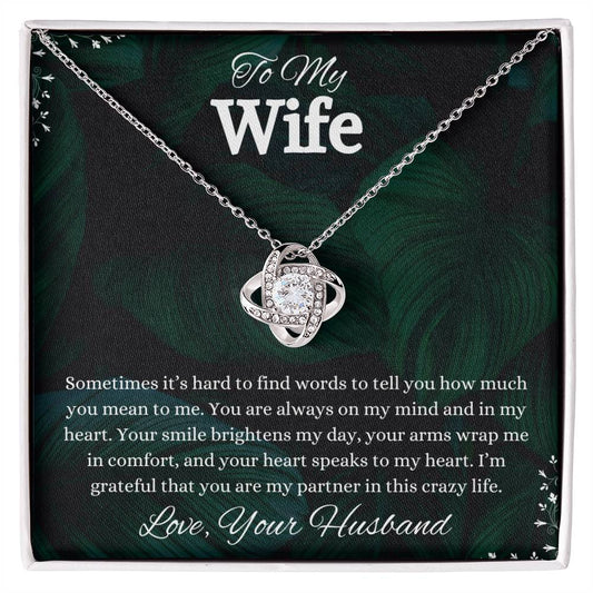 To My Wife Love Knot Necklace Gift