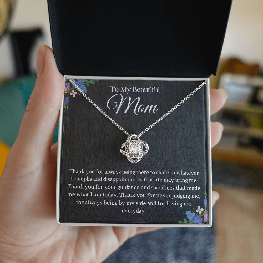 I Love You Mom Love Knot Necklace