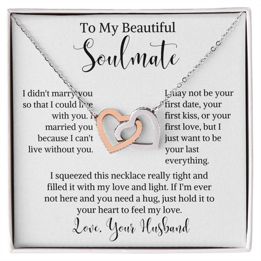 To My  Beautiful Soulmate Interlocking Heart Necklace Gift For Wife | Soulmate | Girlfriend