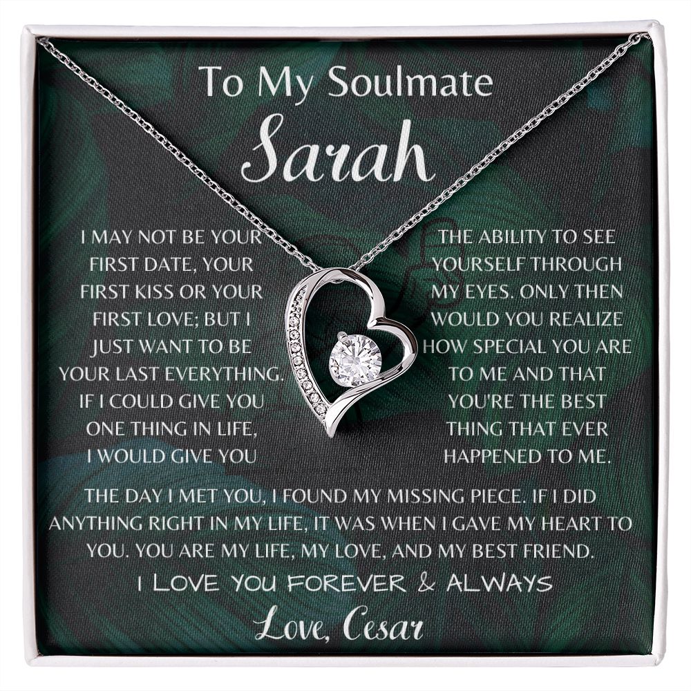 To My Soulmate Sarah Forever Love Necklace