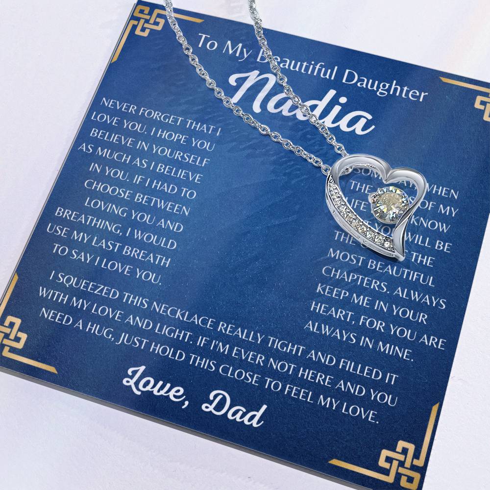 To My Beautiful Daughter Nadia Forever Love Necklace | Never Forget That I Love You