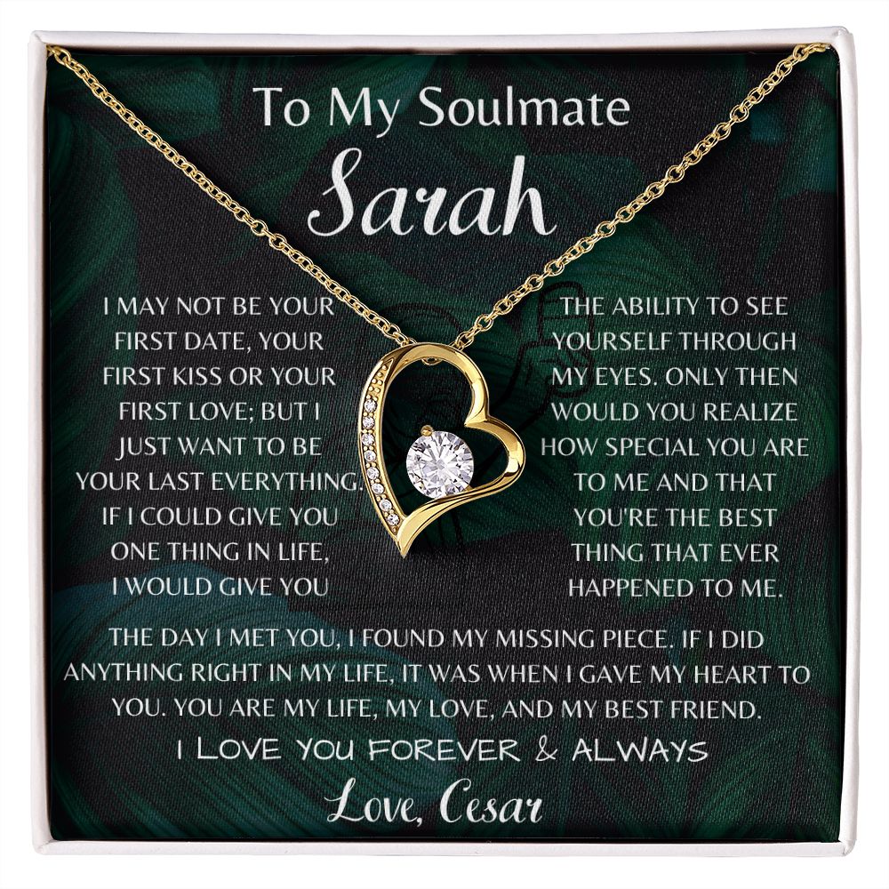 To My Soulmate Sarah Forever Love Necklace