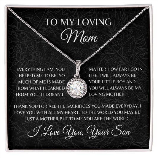 To My Loving Mom Eternal Hope Necklace, Gift for Mom From Son, Mother's Day Jewelry Gifts