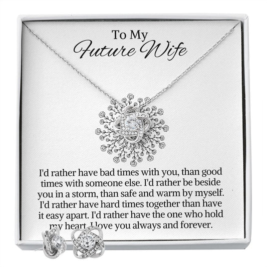 To My Future Wife Love Knot Necklace & Earrings Sets