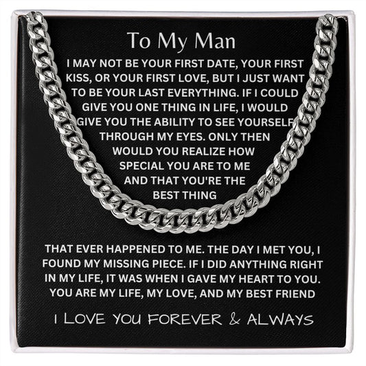 To My Man Cuban Link Chain Necklace | I Found My Missing Piece