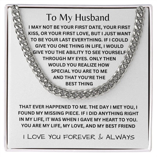 To My Husband Cuban Link Chain Necklace | I Found My Missing Piece