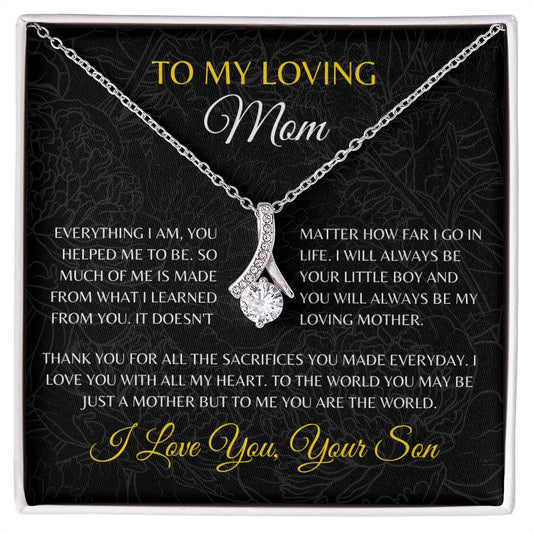 To My Loving Mom Alluring Beauty Necklace, Gift for Mom From Son, Mother's Day Jewelry Gifts