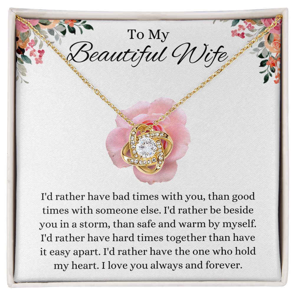 To My Beautiful Wife Love Knot Necklace