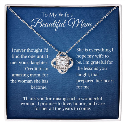 To My Wife's Mom Love Knot Necklace | Thank You For Raising Such A Wonderful Woman