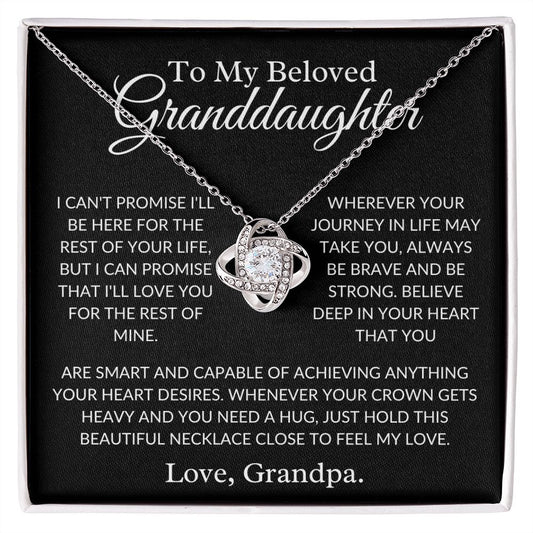 To My Beloved Granddaughter Love Knot Necklace | Always Be Brave And Strong