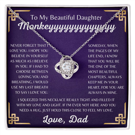 To My Beautiful Daughter Love Knot Necklace