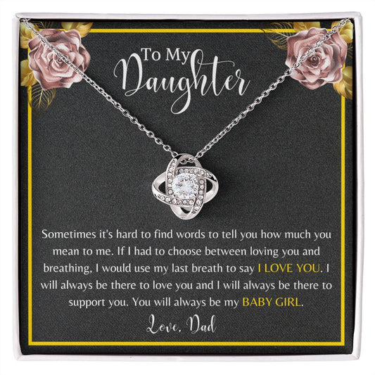 To My Daughter Love Knot Necklace Gift For Daughter From Dad Daughter Birthday Gift