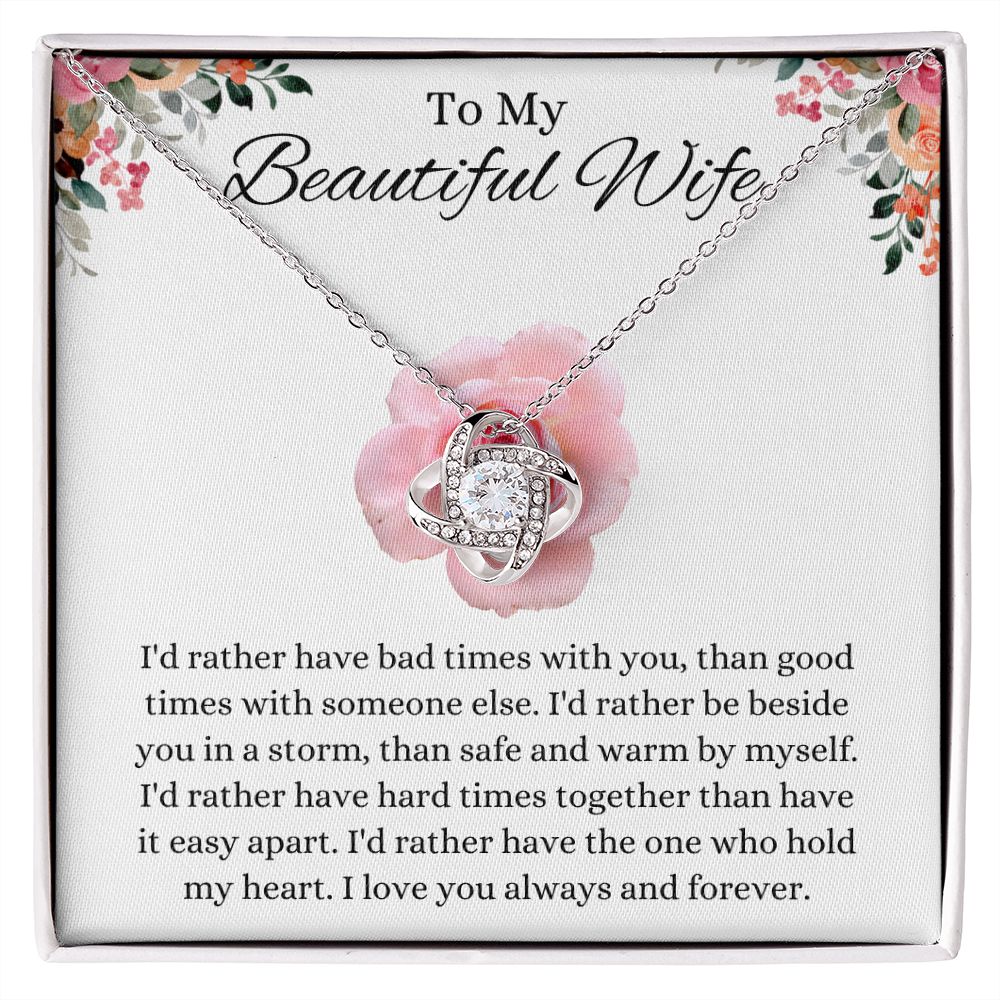 To My Beautiful Wife Love Knot Necklace