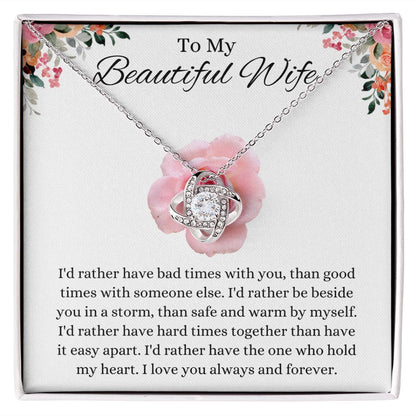 To My Beautiful Wife Love Knot Necklace