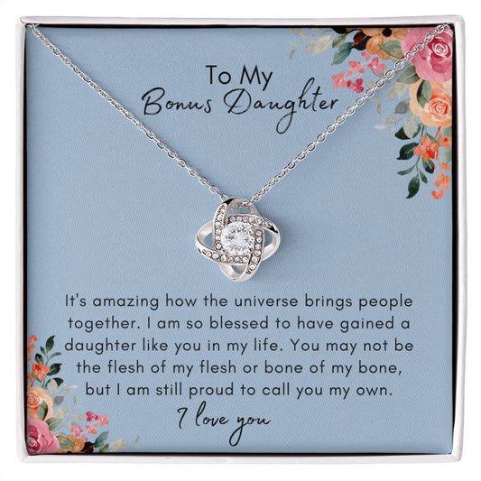 To My Bonus Daughter Love Knot Necklace