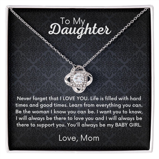 To My Daughter Love Knot Necklace | Gift for Daughter From Mom | Daughter Birthday Gift | Daughter Christmas Gift