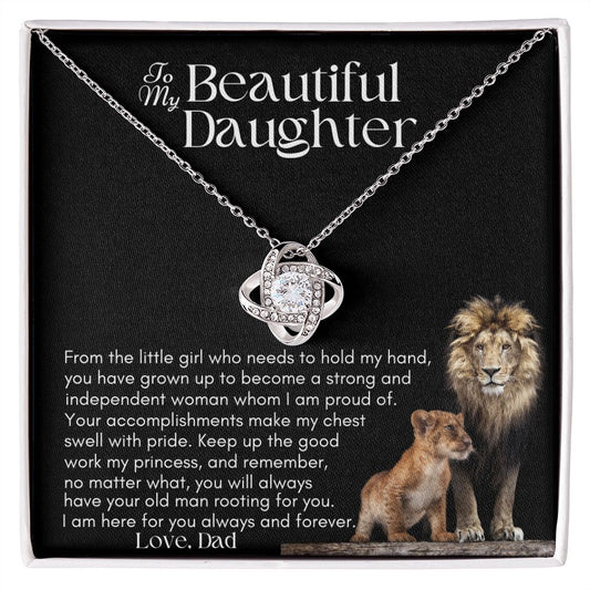 To My Beautiful Daughter Love Knot Necklace | I Am Here For You Always & Forever