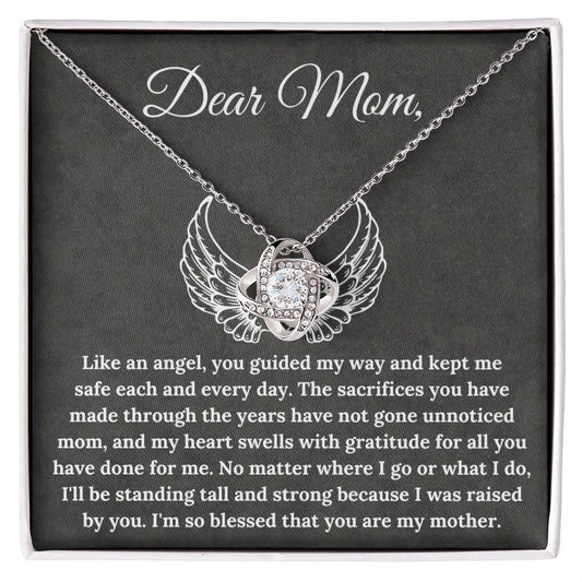 Dear Mom Angel Love Knot Necklace | I'm So Blessed That You Are My Mother