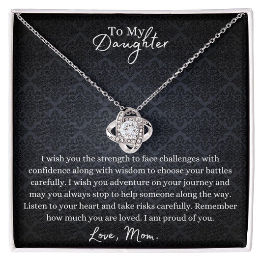 To My Daughter Love Knot Necklace