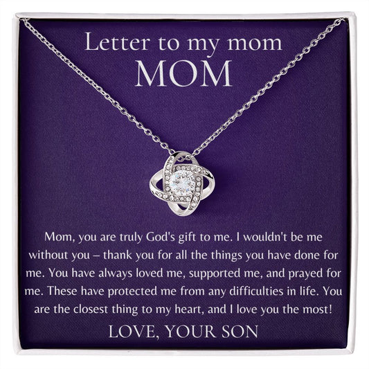 Letter To My Mom  Love Knot Necklace | You're Truly God's Gift To Me