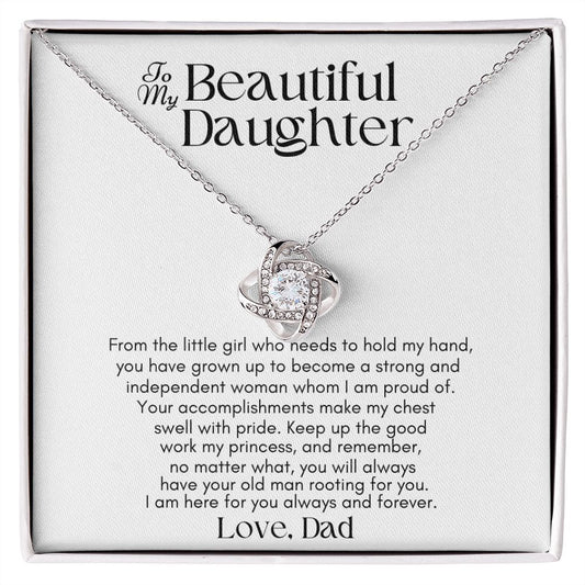 To My Beautiful Daughter Love Knot Necklace | I Am Her For You Always & Forever