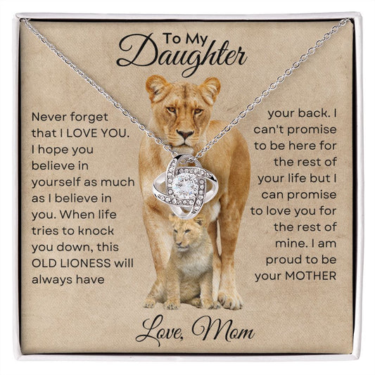 To My Daughter Love Knot Necklace Old Lioness