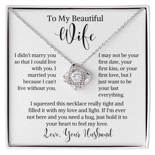 To My Beautiful Wife Love Knot Necklace Gift For Wife Soulmate