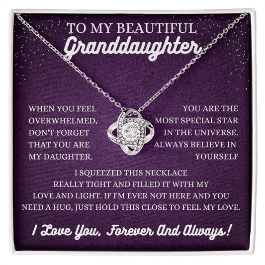 To My Beautiful Granddaughter Love Knot Necklace Gift For Granddaughter