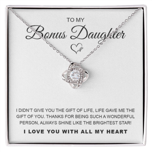 To My Bonus Daughter Love Knot Necklace