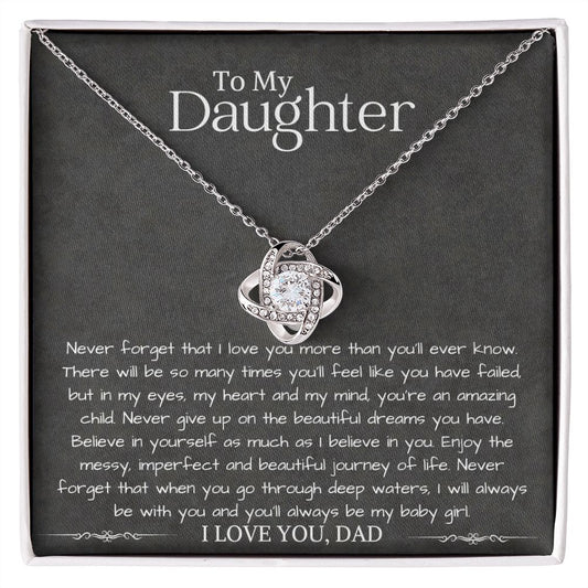 To My Daughter Love Knot Necklace | I Will Always Be with You