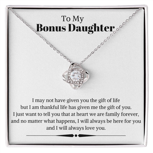 To My Bonus Daughter Love Knot Necklace | We Are Family Forever