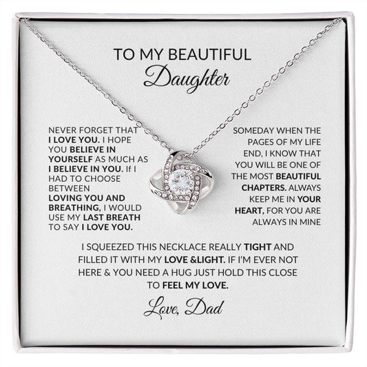 To My Beautiful Daughter Love Knot Necklace