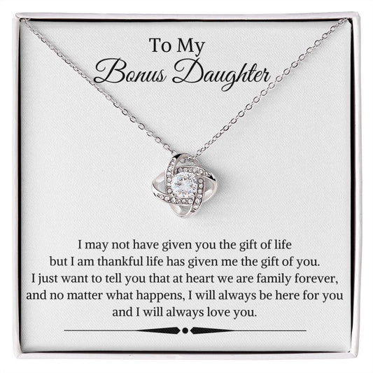 To My Bonus Daughter Love Knot Necklace | We Are Family Forever