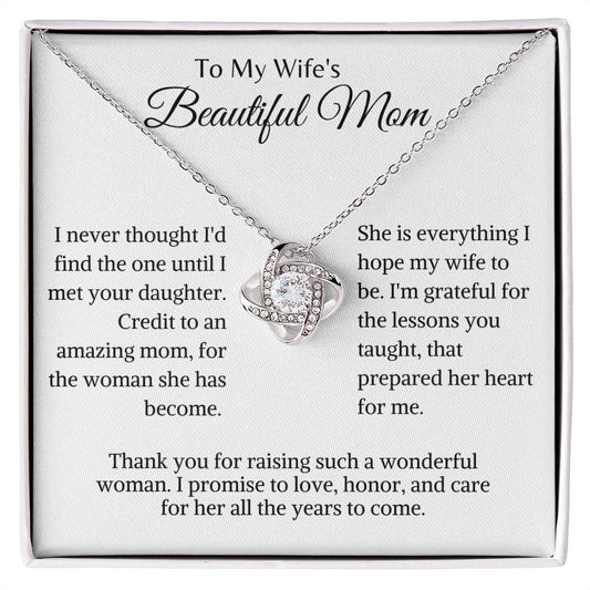 To My Wife's Mom Love Knot Necklace | Thank You For Raising Such A Wonderful Woman