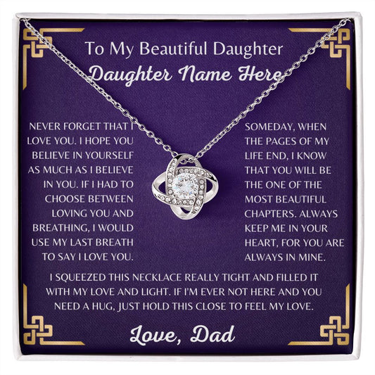 Daughter Love Knot Necklace | Never Forget That I Love You