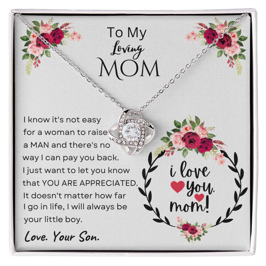 To My Loving Mom Love Knot Necklace | I Will Always Be Your Little Boy