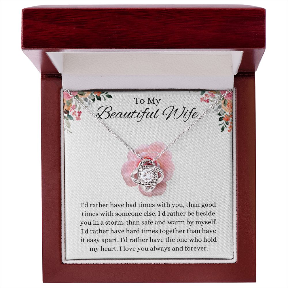 To My Beautiful Wife Love Knot Necklace