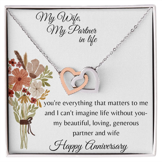 Happy Anniversary Interlocking Heart Necklace