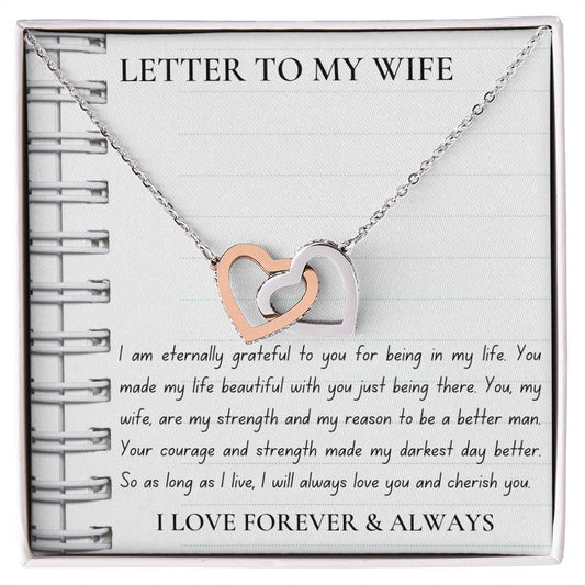 Letter To My Wife Interlocking Hearts Necklace Gift For Wife Soulmate Anniversary Birthday Gift From Husband