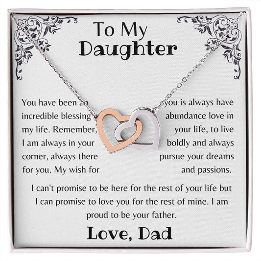 To My Daughter Interlocking Heart Necklace