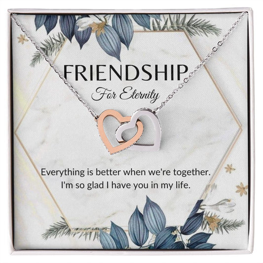 Friendship For Eternity Interlocking Heart Necklace