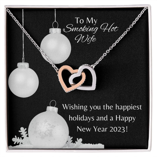 To My Smoking Hot Wife Interlocking Heart Necklace