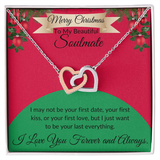 Merry Christmas To My Soulmate Interlocking Heart Necklace For Soulmate