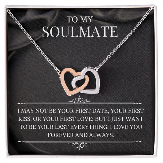 To My Soulmate Interlocking Heart Necklace Gift For Wife Perfect Gift For Christmas