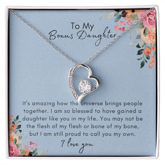 To My Bonus Daughter Forever Love Necklace